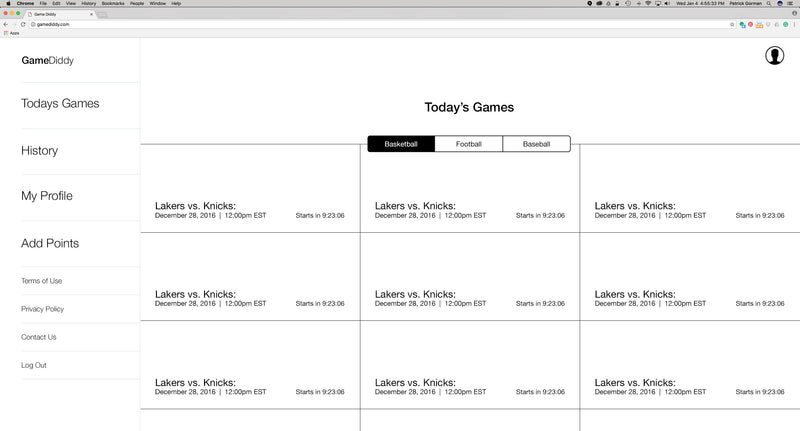 GameDiddy: Sports Betting Responsive Website